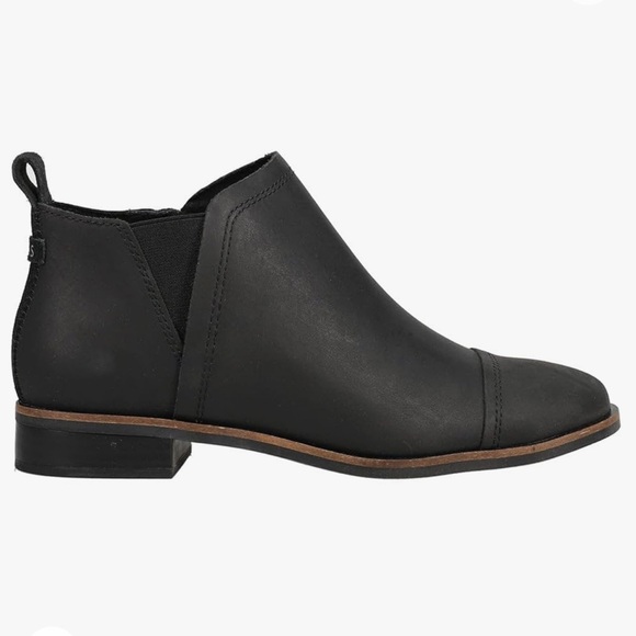 TOMS size 7.5 black leather Reese Bootie - Picture 2 of 8